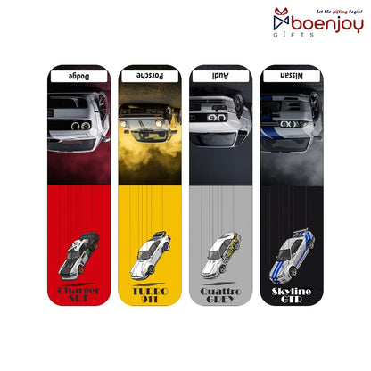 Retro Cars Bookmark Set of 10-8 Magnetic Bookmarks + 2 Paper Bookmarks for Book Lovers, Aesthetic Bookmarks, Magnetic Bookmarks for Readers (11 x 2.9 cm)