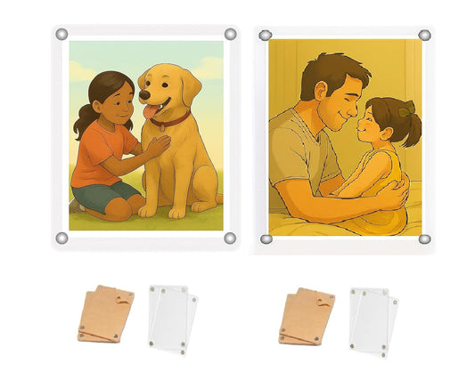Pack of 2, Magnetic Acrylic Photo Frame – Double Side Display | 2.5x3.5 inch Clear Picture Frame | Strong Magnet, Personalize & Swap Photos – Vertical & Horizontal Use (Photo Not Included)
