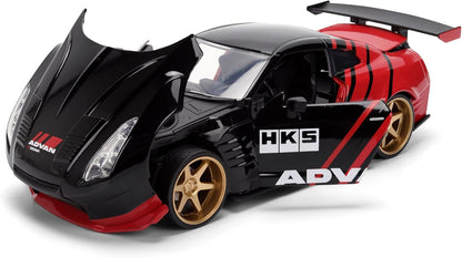 Jada 2009 Nissan GT-R Ben Sopra HSK Advan, Black/Red Toys 37022-1/24 Scale Diecast Model Car( COD NOT AVAILABLE)