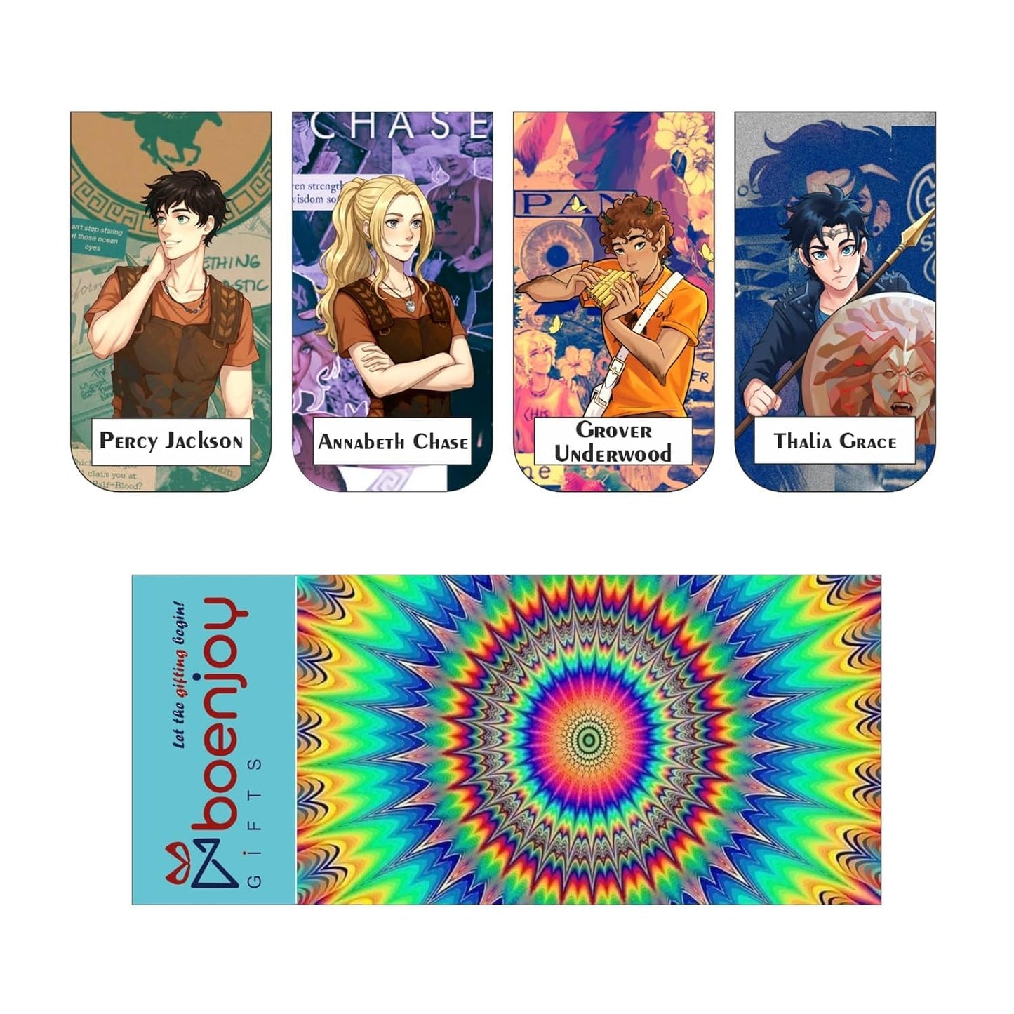 Percy Jackson Bookmark Set of 10-8 Magnetic Bookmarks + 2 Paper Bookmarks for Book Lovers, Aesthetic Bookmarks, Magnetic Bookmarks for Readers (11 x 2.9 cm