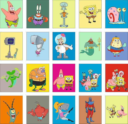 SpongeBob Kids Fridge Magnet Set, Refrigerator Magnets | Fun Collectible Gift & Home Décor (Pack of 20) 4x5 cm