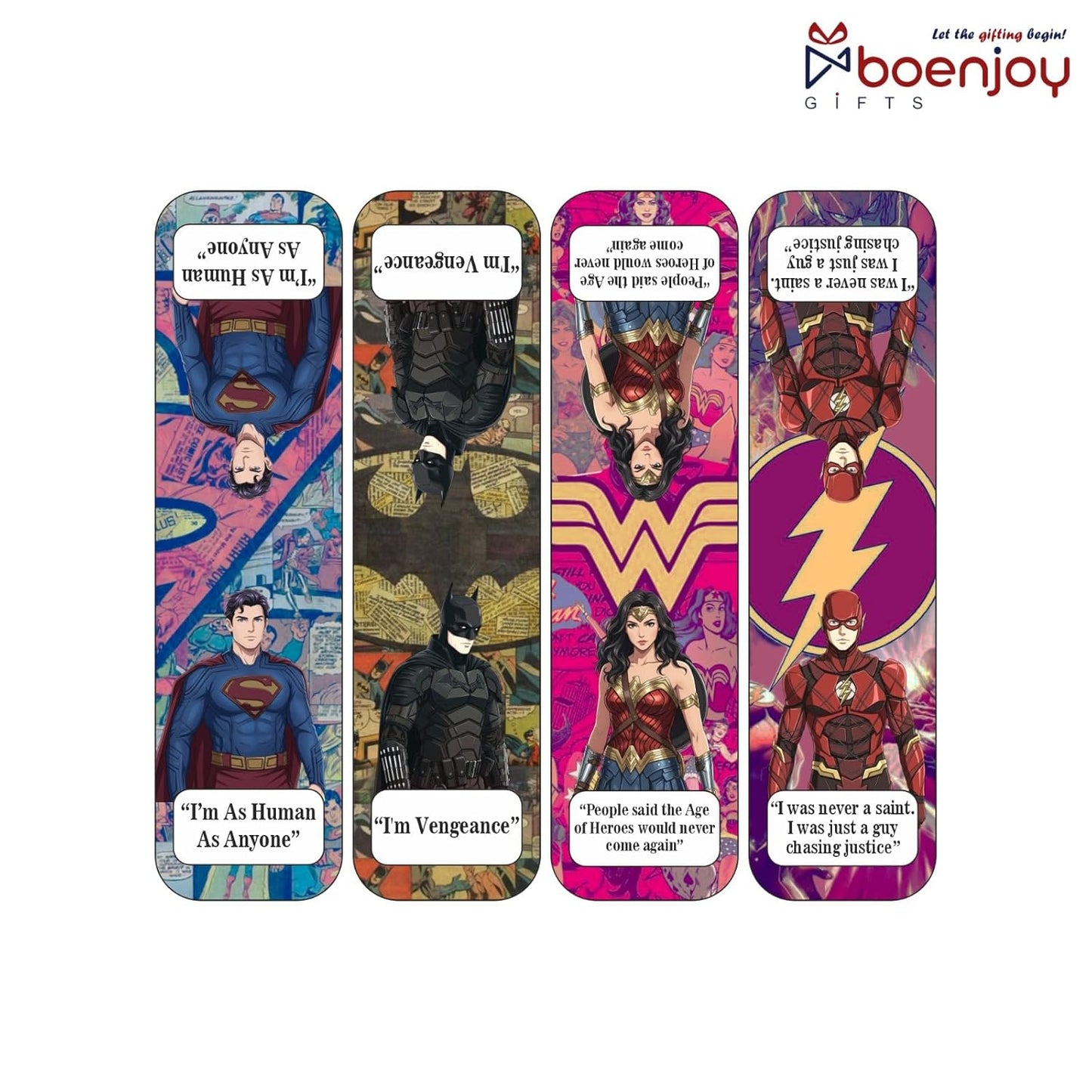 Superhero Bookmark Set of 10-8 Magnetic Bookmarks + 2 Paper Bookmarks for Book Lovers, Aesthetic Bookmarks, Magnetic Bookmarks for Readers (11 x 2.9 cm) New