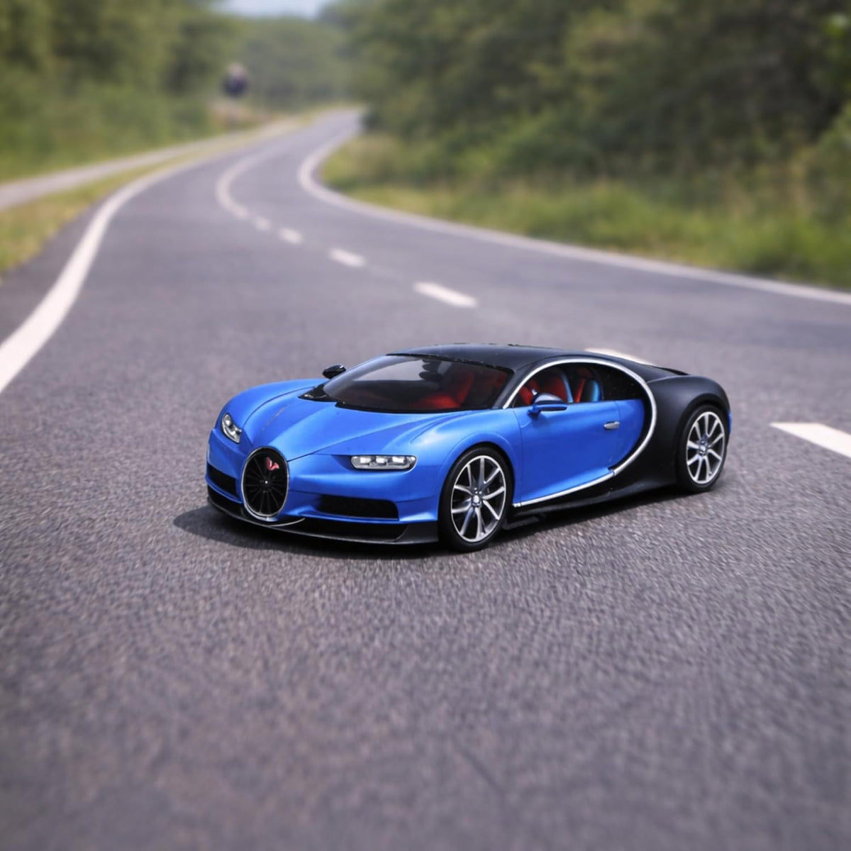 Bugatti Chiron 1:64 Scale Miniature Sports Car Model – Blue & Black Collectible Toy with Box | COD Not Available