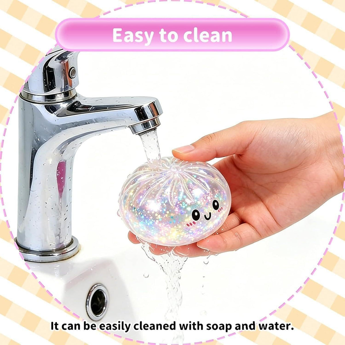 Cute Glittery Dumpling Style Soft Squeeze Toy with Storage Case | Random 1 Pc ( Cod not Available)