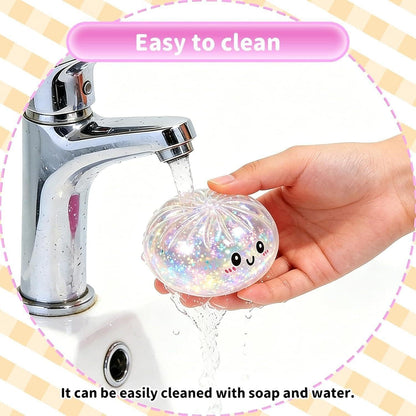 Cute Glittery Dumpling Style Soft Squeeze Toy with Storage Case | Random 1 Pc ( Cod not Available)