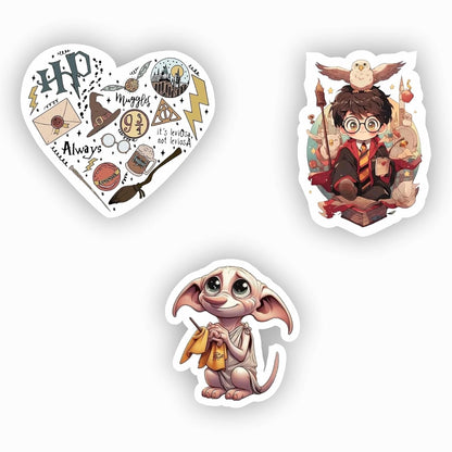 Harry Potter MDF Wood Fridge Magnet Pack of 3 | Cute Wizard, Dobby & Magic Icons Design | Strong Refrigerator Magnets | Harry Potter Home Decor & Gift Item