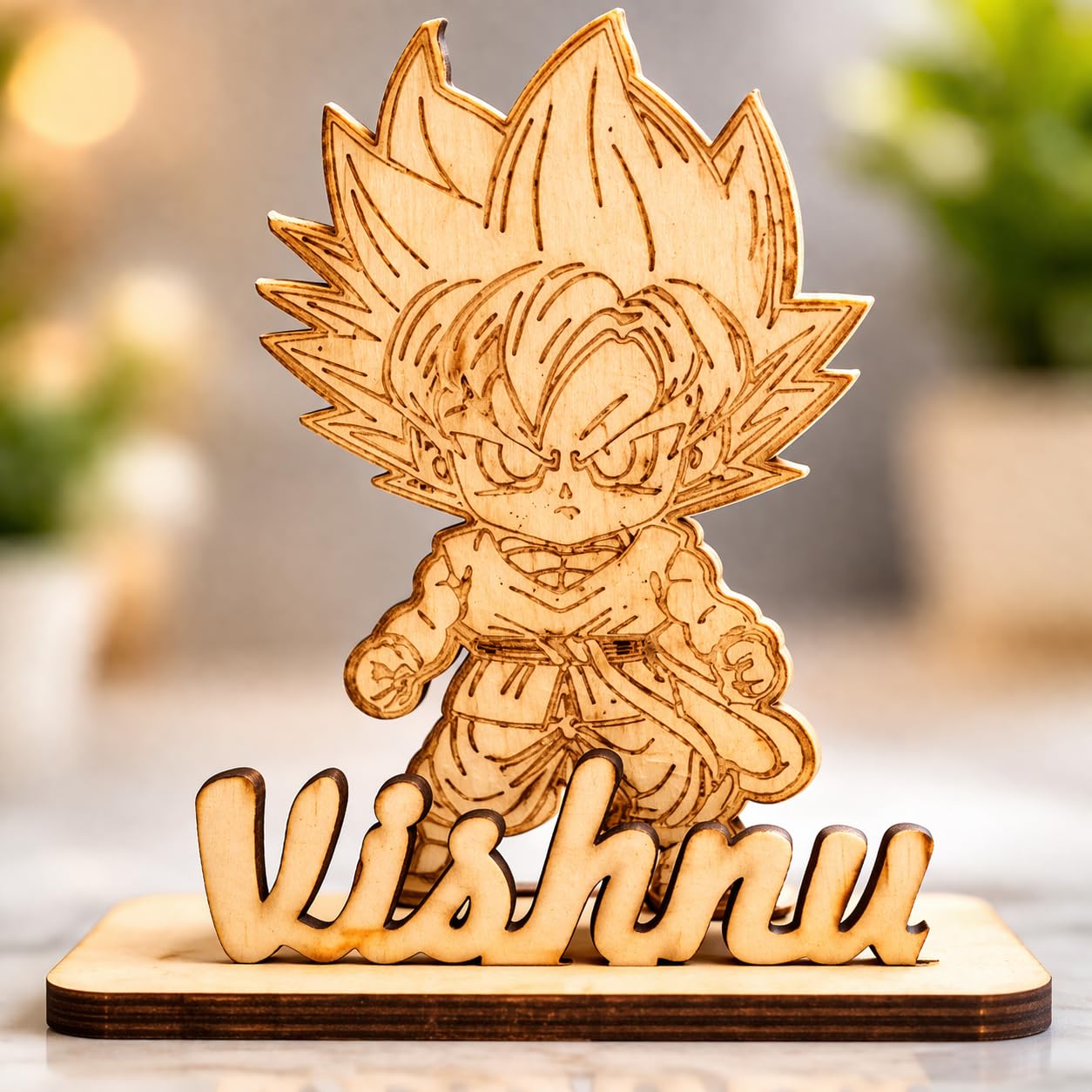 Personalized Anime Wooden MDF Name Stand | Custom Laser Engraved Name Plate | Desk Decor Gift for Kids & Anime Lovers | Unique Birthday Gift | Wooden Customized Name Stand (13x14 cm)