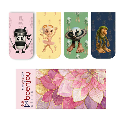 Italian Brainrot Bookmark Set of 10-8 Magnetic Bookmarks + 2 Paper Bookmarks for Book, Bombardino Crocodilo, tralalero tralala, Ballerina Cappuccina Funny Page Markers (11 x 2.9 cm)