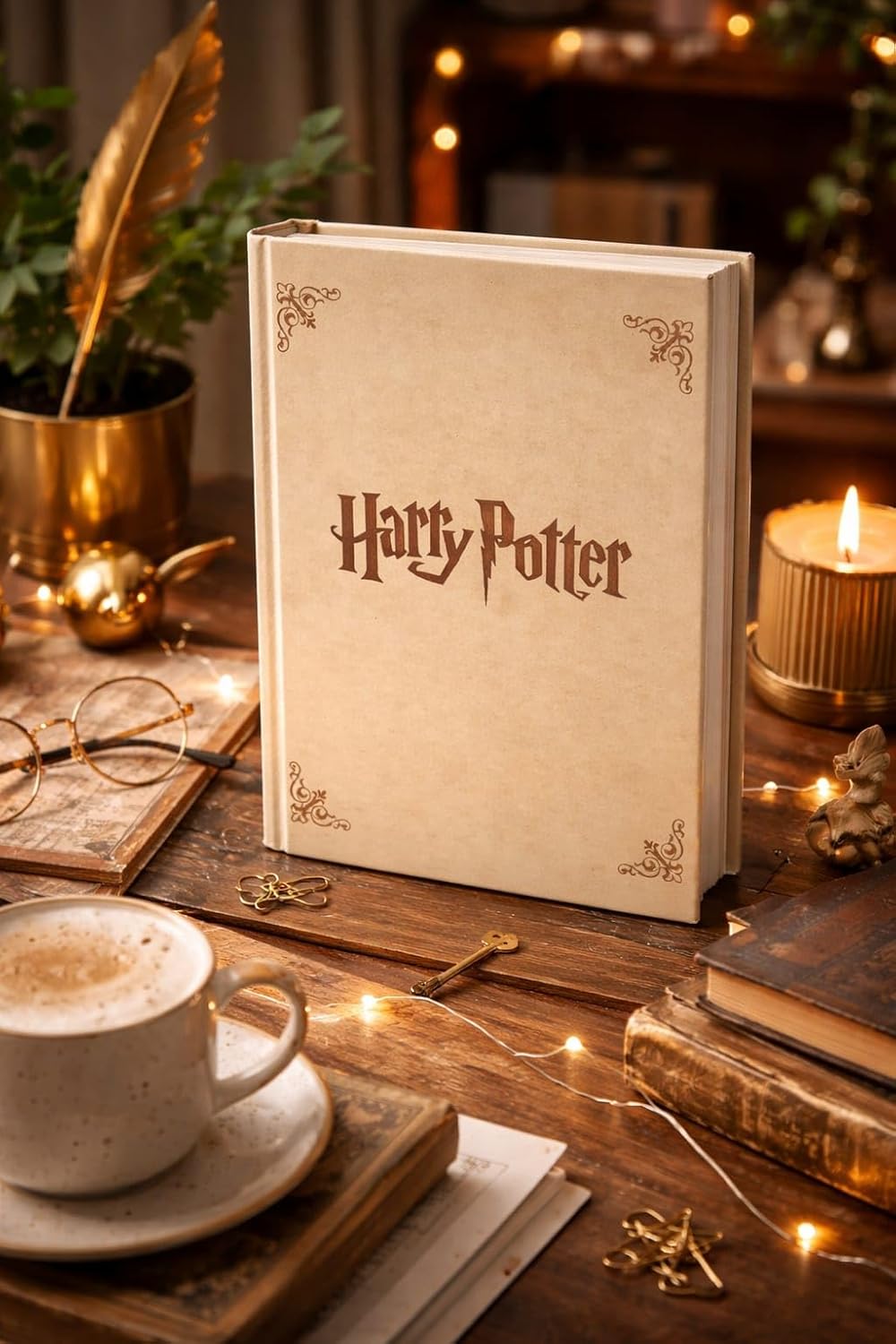 Harry Potter Hardcover Journal Diary, Vintage Writing Paper Notebook, 92 sheets Magnetic Cover (192 Pages) (White)