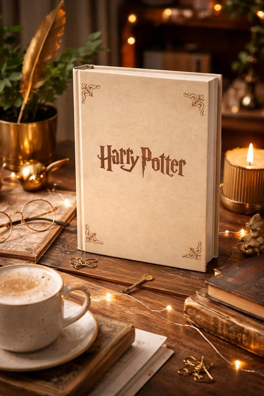 Harry Potter Hardcover Journal Diary, Vintage Writing Paper Notebook, 92 sheets Magnetic Cover (192 Pages) (White)