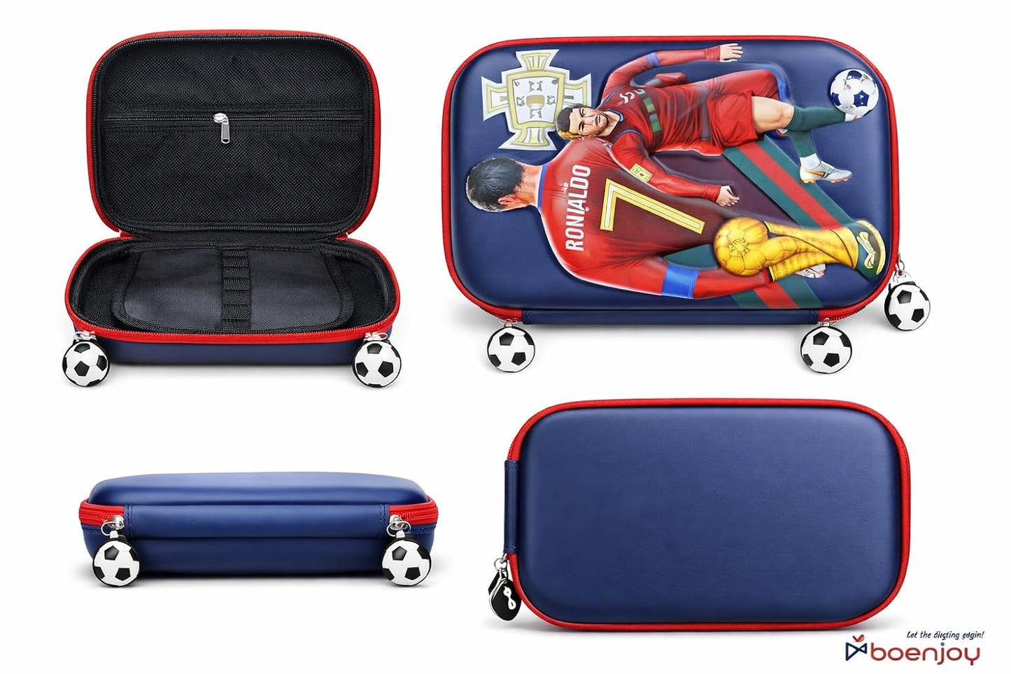 Cristiano Ronaldo Football Theme Zip Pouch | Large Capacity Organizer Case for School, Travel & Accessories | Premium Fabric Zipper Pouch for Boys & Kids | 24 x 17 cm