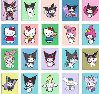Hello Kitty Kuromi Kids Fridge Magnet Set, Refrigerator Magnets | Fun Collectible Gift & Home Décor (Pack of 20) 4x5 cm