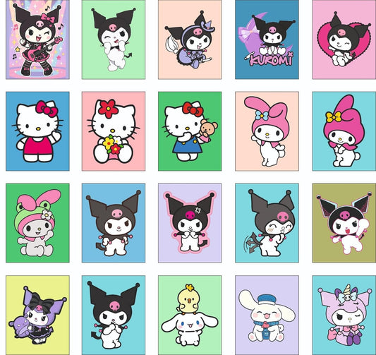 Hello Kitty Kuromi Kids Fridge Magnet Set, Refrigerator Magnets | Fun Collectible Gift & Home Décor (Pack of 20) 4x5 cm