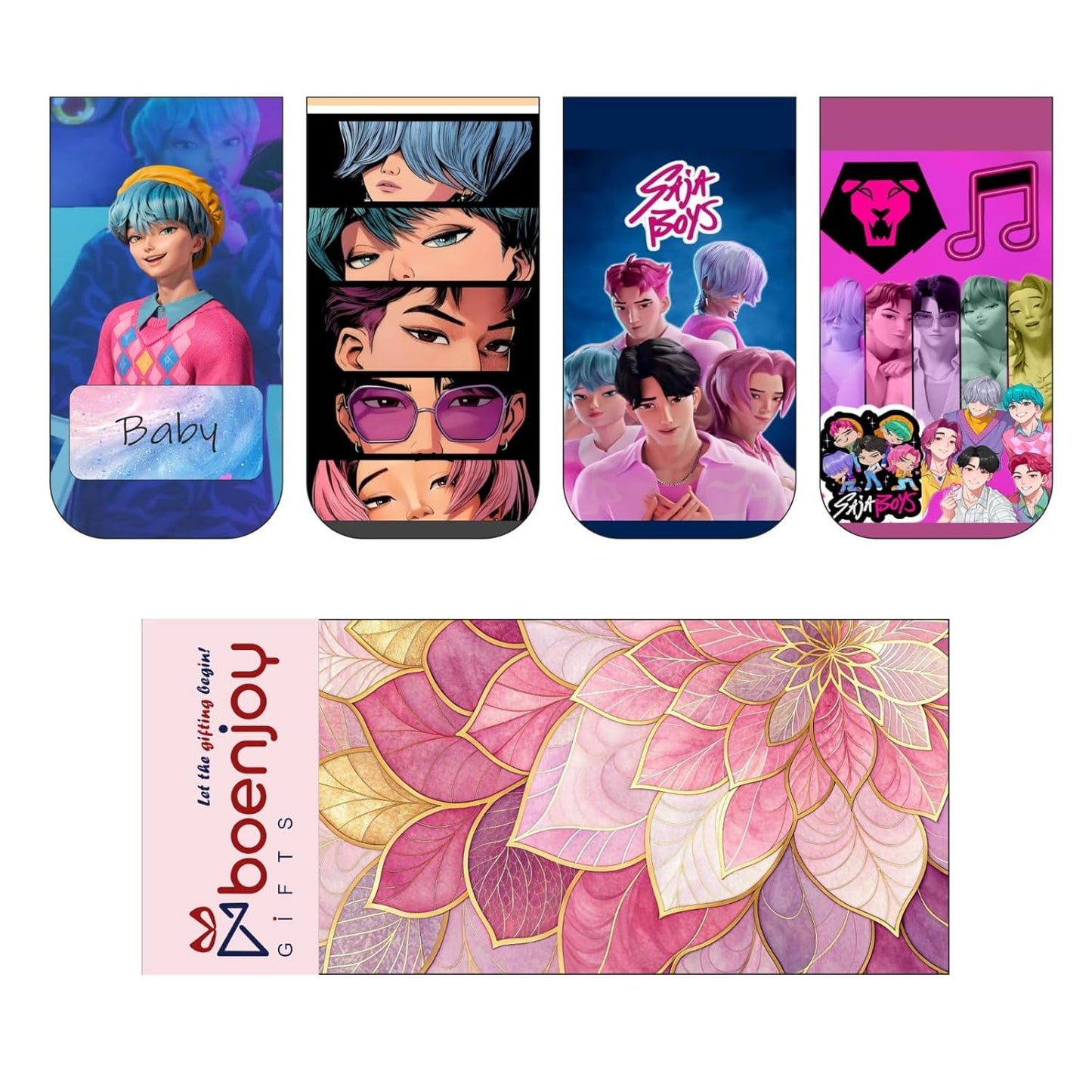 K POP Demon Hunters Saja Boys Bookmark Set of 10-8 Magnetic Bookmarks + 2 Paper Bookmarks for Book Lovers, Aesthetic Bookmarks, Magnetic Bookmarks for Readers (11 x 2.9 cm) New