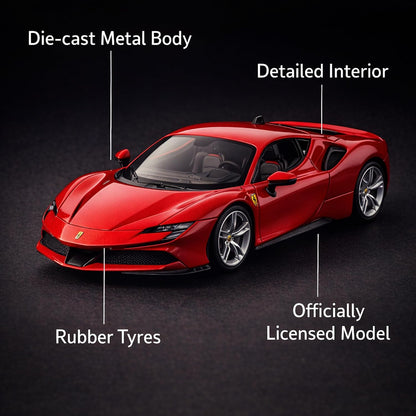 Wizplex Bburago Ferrari SF90 Stradale 1:64 Scale Die-Cast Metal Toy Car with Opening Front Doors – COD Not Available