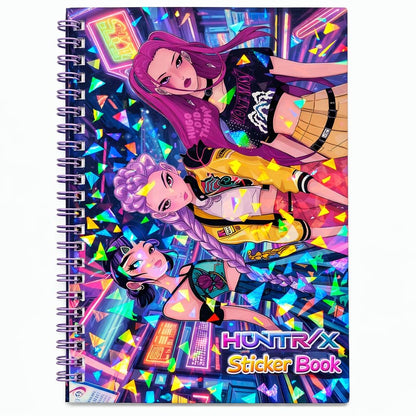 K POP Demon Hunters Sticker Notebook for Kids & Teens | Spiral Bound Sticker Book with Cute Demon Stickers | Reusable Scrapbook Diary for Girls Boys | Gift for Anime & Demon Fans (250 Stickers)