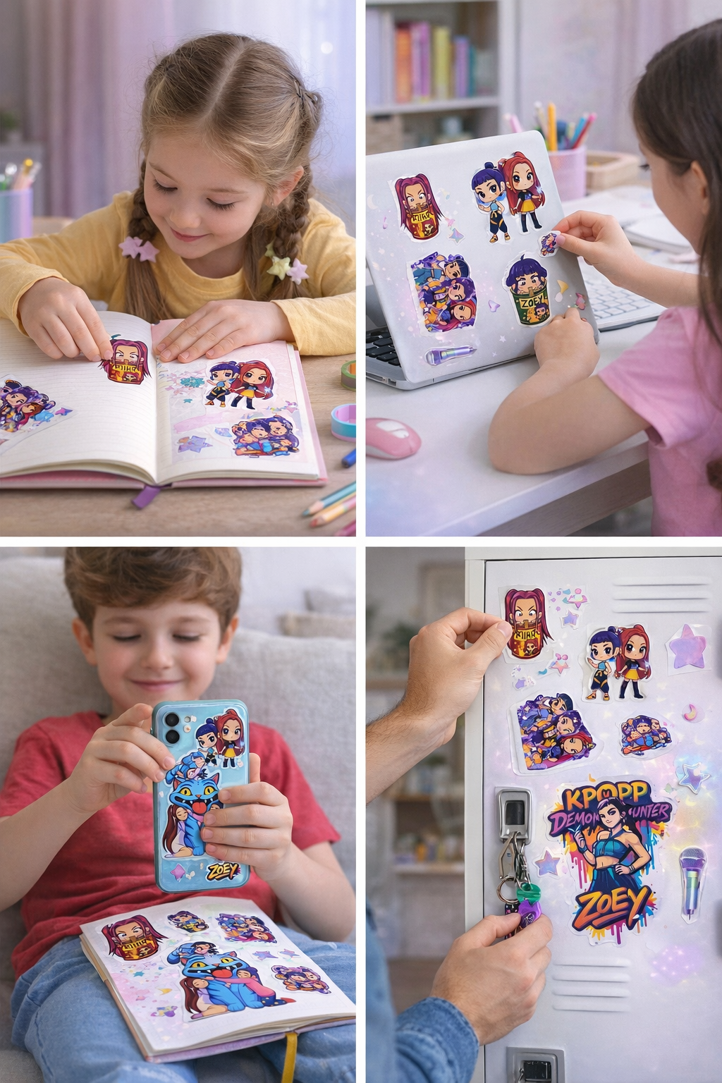 K-Pop Demon Hunters Stickers – 5 Sheets Cute Anime Kpop Girl Sticker Pack | Aesthetic Waterproof Stickers for Laptop, Phone, Journal, Scrapbook (50+ Stickers)