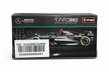 Mercedes AMG Petronas F1 W15 Diecast Model Car No. 63 1:43 Scale – Bburago Formula 1 Racing Car Toy for Kids & Collectors