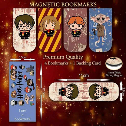 Harry Potter Gift Set Combo – Acrylic Standee, Magnetic Bookmarks, Sticker Sheets, Acrylic Keychain & Phone Grip | Wizard Collection Merchandise