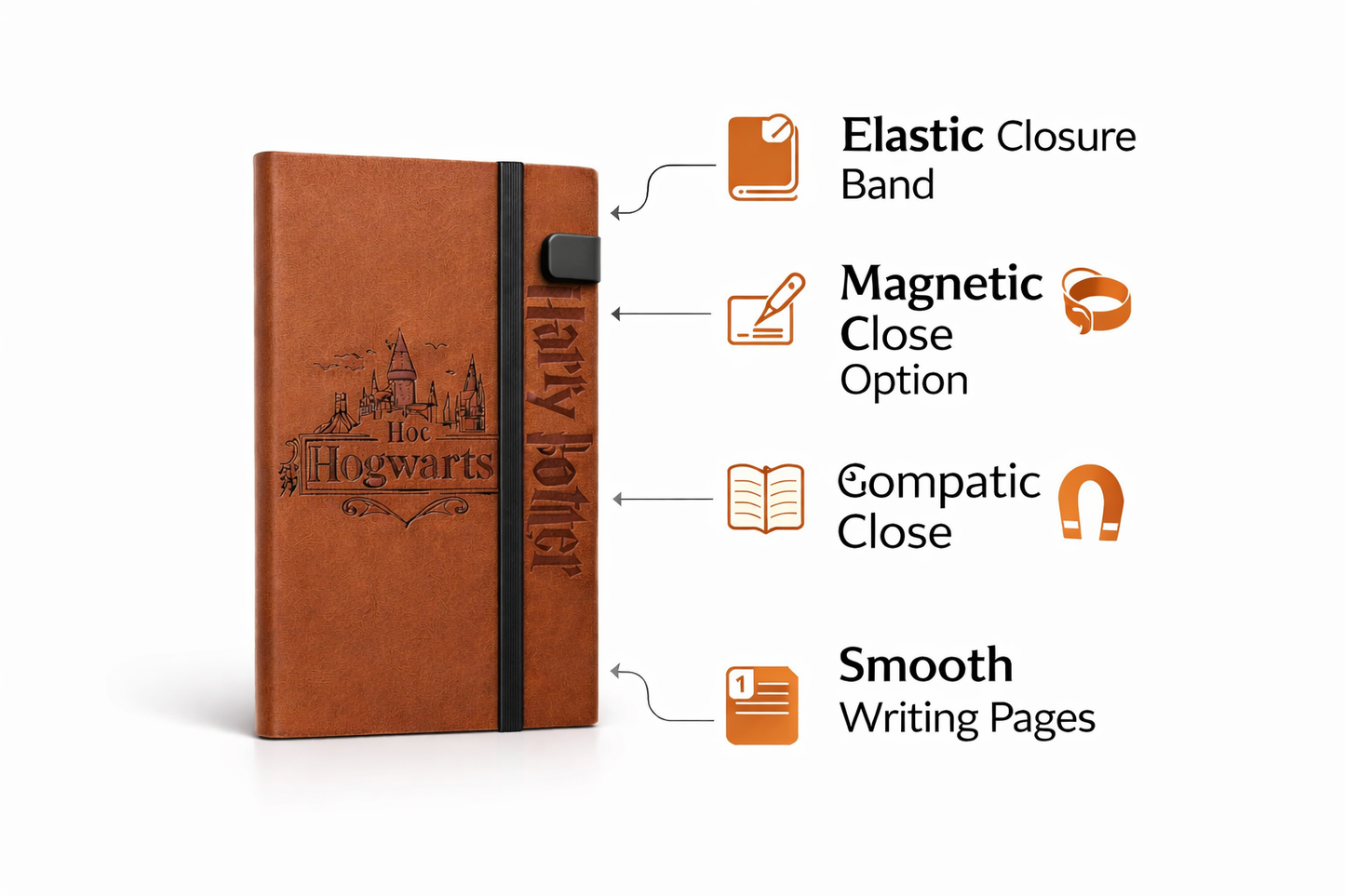 Harry Potter Diary Notebook – Premium Journal | Magnetic & Elastic Closure | Compact 11x7 cm | Smooth Writing Pages | Gift for Kids & Fans |Random 1 pcs