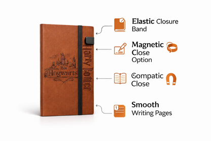 Harry Potter Diary Notebook – Premium Journal | Magnetic & Elastic Closure | Compact 11x7 cm | Smooth Writing Pages | Gift for Kids & Fans |Random 1 pcs