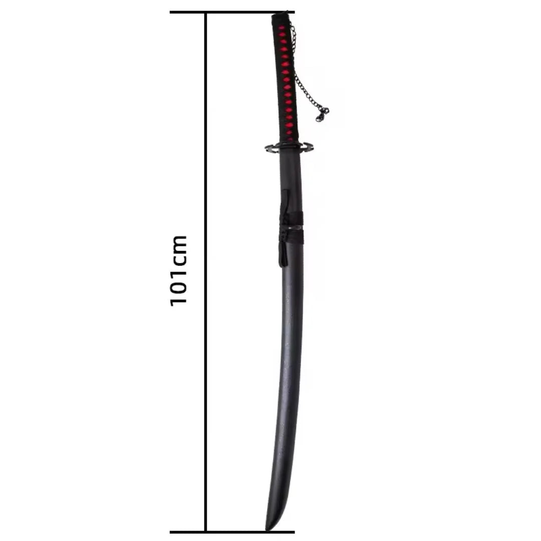 Katana Sword 101CM – Black Samurai Sword with Scabbard | Ichigo Cosplay Sword for Anime Fans, Halloween Costume & Collectors(ICHIGO)