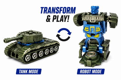 Transforming Tank Robot Toy Set of 10 for Boys & Girls | Plastic Rotating Toy | NO COD