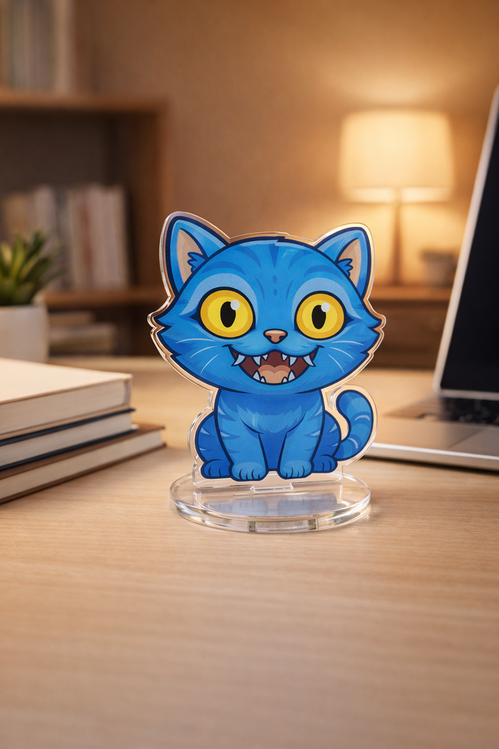 Demon Hunter Cartoon Cat Acrylic Standee | Premium Transparent Desk Decor | Kawaii Animal Mini Figure | Home Office Decoration | Gift for Kids & Cat Lovers (15cm x 8cm)