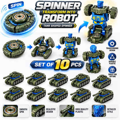 Transforming Tank Robot Toy Set of 10 for Boys & Girls | Plastic Rotating Toy | NO COD