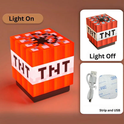 Minecraft Style LED Light Cube (Random Design, 1 Pc) | Glowing Pixel Night Lamp Block | Gaming Room Decor Light | Gift for Kids & Gamers