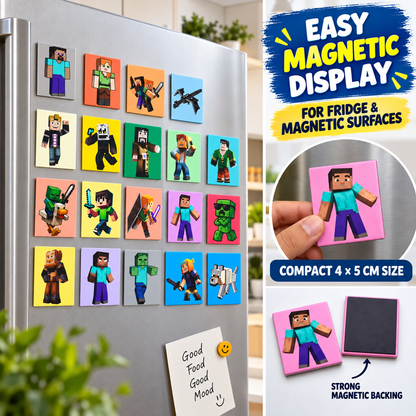 Minecraft Kids Fridge Magnet Set, Refrigerator Magnets | Fun Collectible Gift & Home Décor (Pack of 20) 4x5 cm