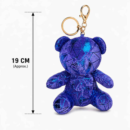 Shiny Teddy Bear Keychain – Cute Plush Bag Charm | Random 1 PCS | Stylish Key Holder Gift for Girls
