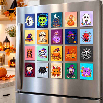 Halloween Fridge Magnets Set of 20 Pcs | Cute Cartoon Ghost Pumpkin Witch Magnets | 5 × 4 cm