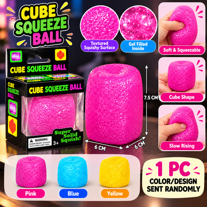 Cube Squeeze Ball Squishy – Soft Textured Sensory Fidget Toy for Kids & Adults | 1 Pc Random Color