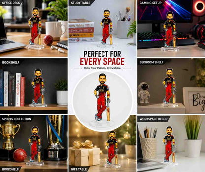 Virat Kohli RCB Acrylic Standee 15cm | Royal Challengers Bengaluru Cricket Fan Collectible Desk Decor