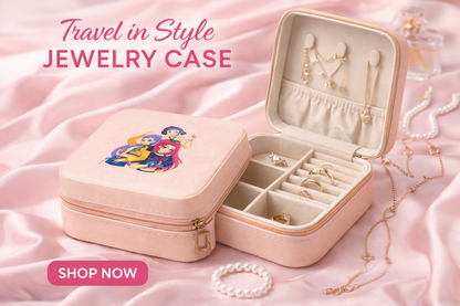 K-Pop Demon Hunters Style Jewelry Storage Box for Girls | Pink Cartoon Organizer Case | Portable Travel Jewelry Holder for Rings, Earrings & Accessories | Gift for Kids