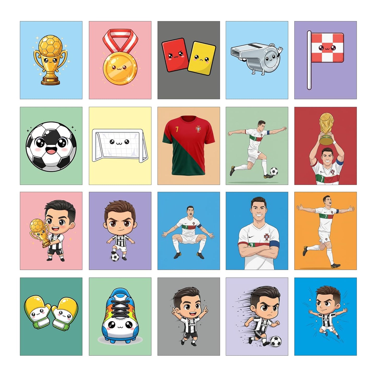 Cristiano Ronaldo Kids Fridge Magnet Set, Refrigerator Magnets | Fun Collectible Gift & Home Décor (Pack of 20) 4x5 cm