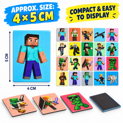 Minecraft Kids Fridge Magnet Set, Refrigerator Magnets | Fun Collectible Gift & Home Décor (Pack of 20) 4x5 cm