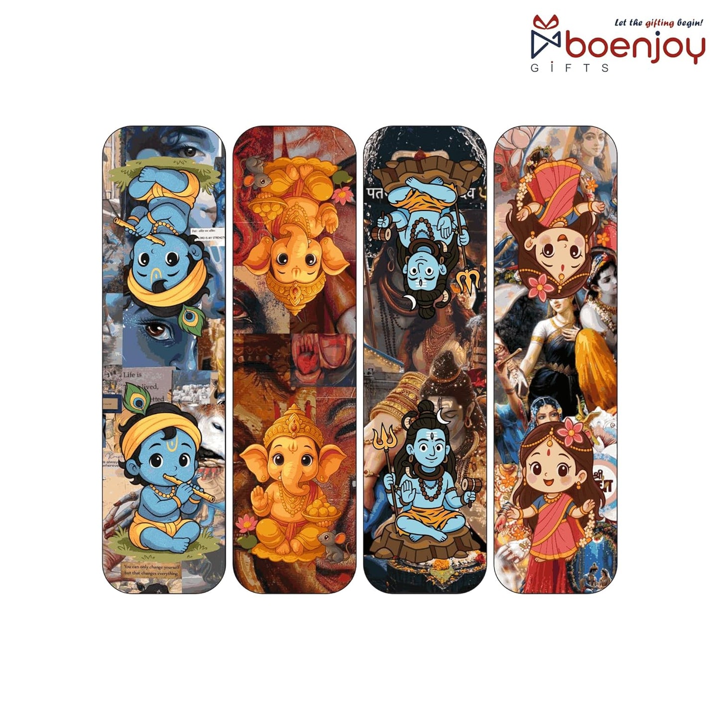 Sanatan Hindu God Bookmark Set of 10-8 Magnetic Bookmarks + 2 Paper Bookmarks for Book Lovers, Aesthetic Bookmarks, Hindu Gods, Sanatani Magnetic Bookmarks for Readers (11 x 2.9 cm)