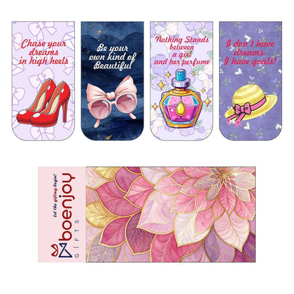 Fashion Bookmark Set of 10-8 Magnetic Bookmarks + 2 Paper Bookmarks for Book Lovers, Aesthetic Bookmarks, Magnetic Bookmarks for Readers (11 x 2.9 cm)