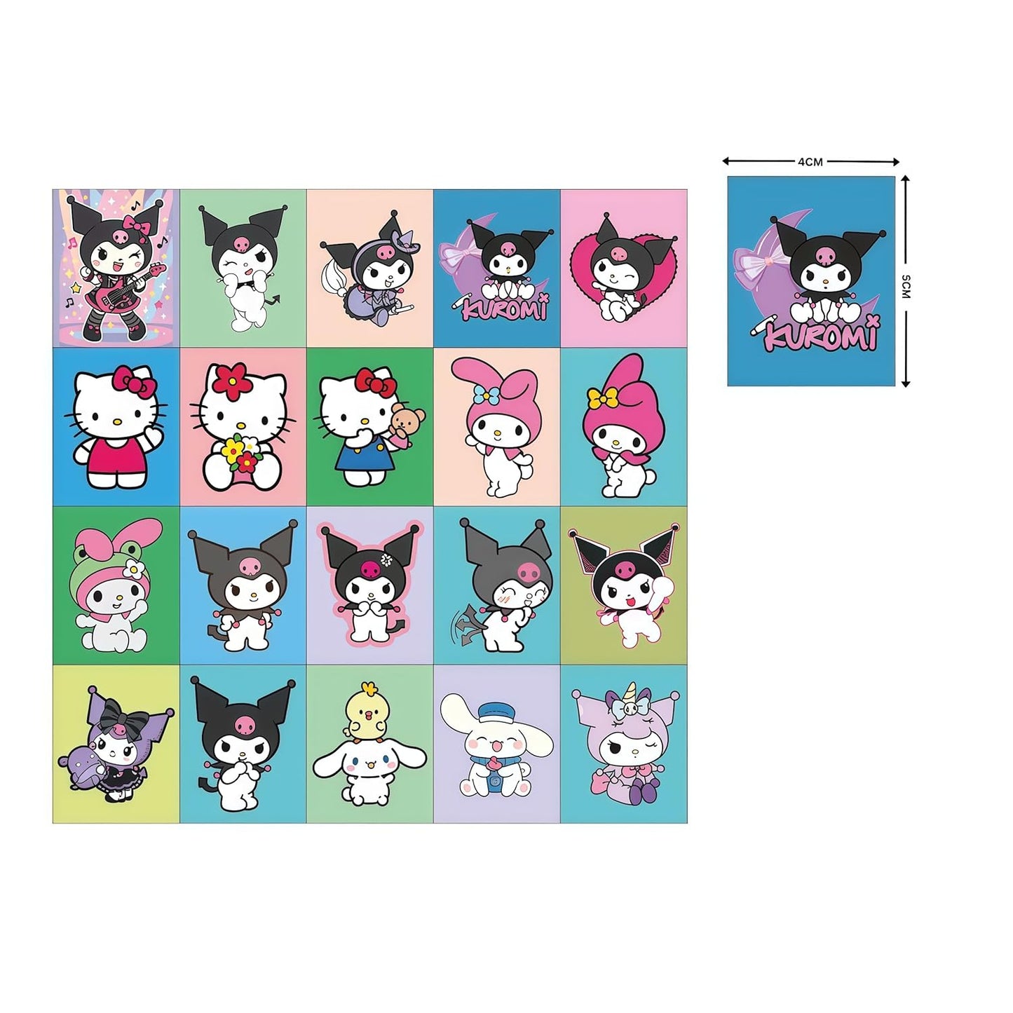 Hello Kitty Kuromi Kids Fridge Magnet Set, Refrigerator Magnets | Fun Collectible Gift & Home Décor (Pack of 20) 4x5 cm