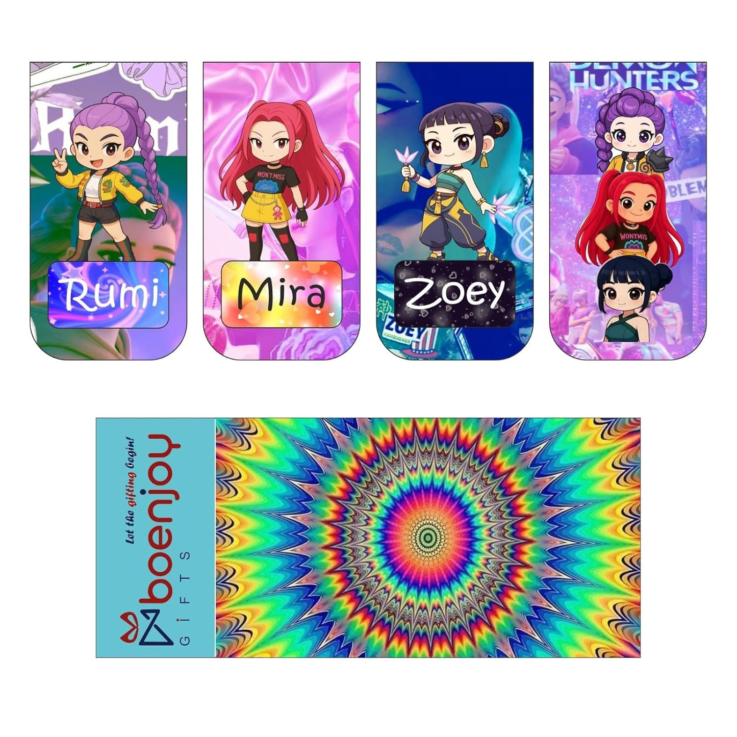 K POP Demon Hunters Bookmark Set of 10-8 Magnetic Bookmarks + 2 Paper Bookmarks for Book Lovers, Aesthetic Bookmarks, Magnetic Bookmarks for Readers (11 x 2.9 cm) New