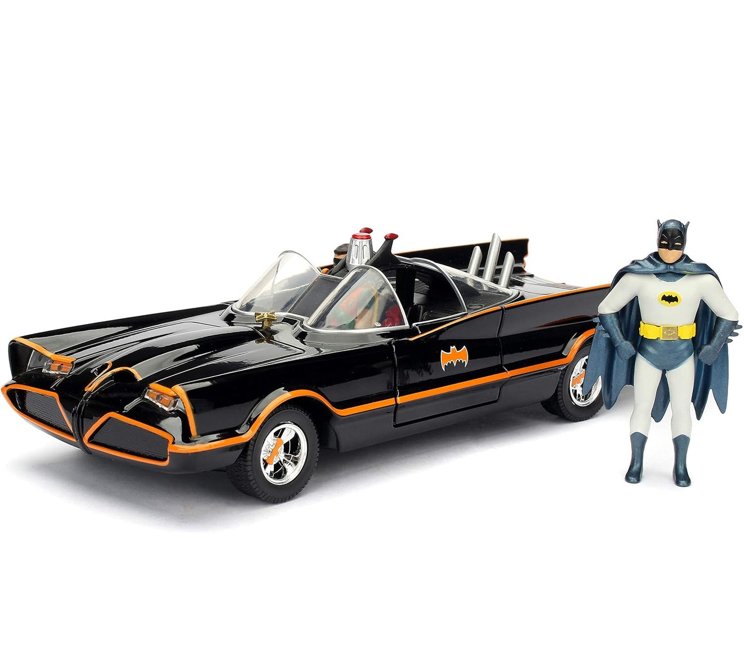 Jada Toys 98259 1966 Classic TV Series Batmobile With Batman And Robin Figures 1/24 Scale Diecast Model, Multicolor ( COD NOT AVAILABLE)