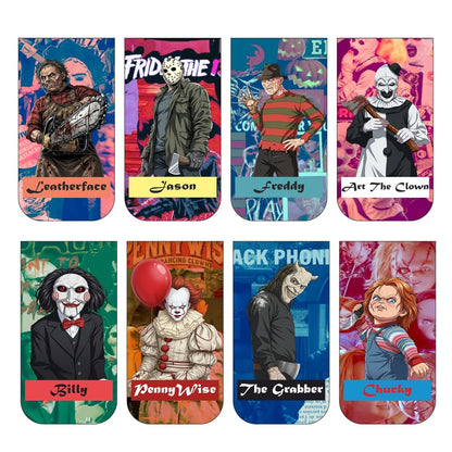 Horror Bookmark Set of 10-8 Magnetic Bookmarks + 2 Paper Bookmarks for Book Lovers, Aesthetic Bookmarks, Magnetic Bookmarks for Readers (11 x 2.9 cm) New
