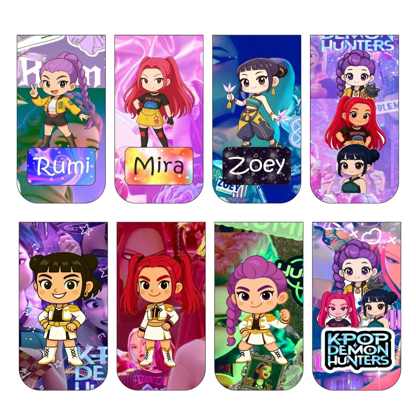 K POP Demon Hunters Bookmark Set of 10-8 Magnetic Bookmarks + 2 Paper Bookmarks for Book Lovers, Aesthetic Bookmarks, Magnetic Bookmarks for Readers (11 x 2.9 cm) New
