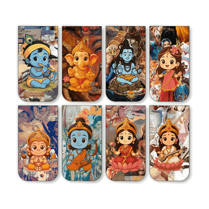Sanatan Hindu God Bookmark Set of 10-8 Magnetic Bookmarks + 2 Paper Bookmarks for Book Lovers, Aesthetic Bookmarks, Hindu Gods, Sanatani Magnetic Bookmarks for Readers (11 x 2.9 cm)
