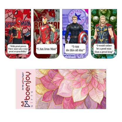 Superhero Bookmark Set of 10-8 Magnetic Bookmarks + 2 Paper Bookmarks for Book Lovers, Aesthetic Bookmarks, Magnetic Bookmarks for Readers (11 x 2.9 cm) New
