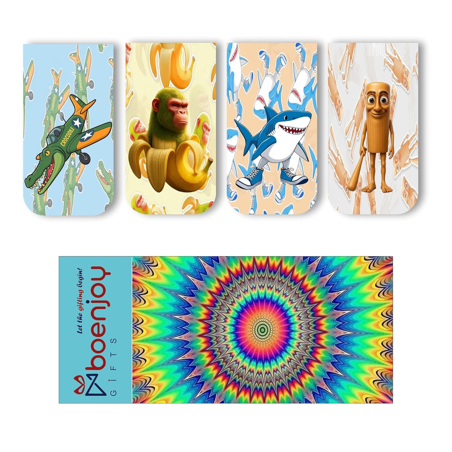 Italian Brainrot Bookmark Set of 10-8 Magnetic Bookmarks + 2 Paper Bookmarks for Book, Bombardino Crocodilo, tralalero tralala, Ballerina Cappuccina Funny Page Markers (11 x 2.9 cm)