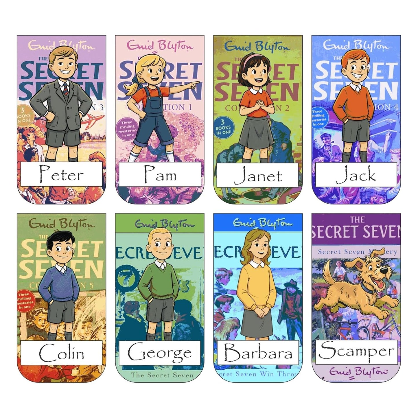 Secret Seven Bookmark Set of 10-8 Magnetic Bookmarks + 2 Paper Bookmarks for Book Lovers, Aesthetic Bookmarks, Magnetic Bookmarks for Readers (11 x 2.9 cm)