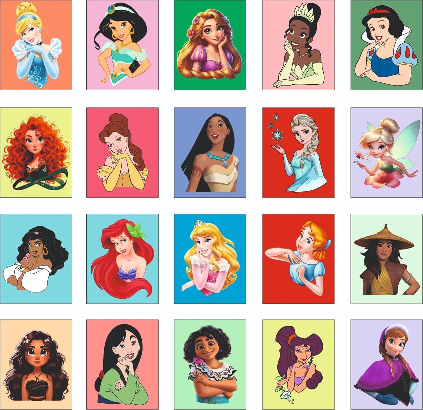 Princess Fridge Magnets Set of 20 | Rectangular Character Magnets | Decorative Kitchen, Whiteboard, Locker Accessories | Strong Magnetic for Kids & Home Dcor (4x5 cm)